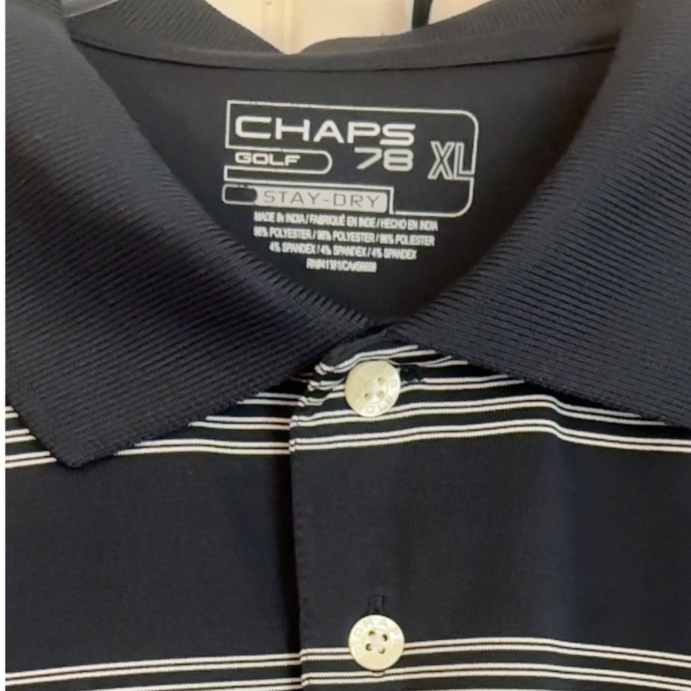 Chaps Golf 78 Mens XL Blue Stripe Stay Dry Polo Shirt Short Sleeve Nice-preowned - Picture 1 of 9